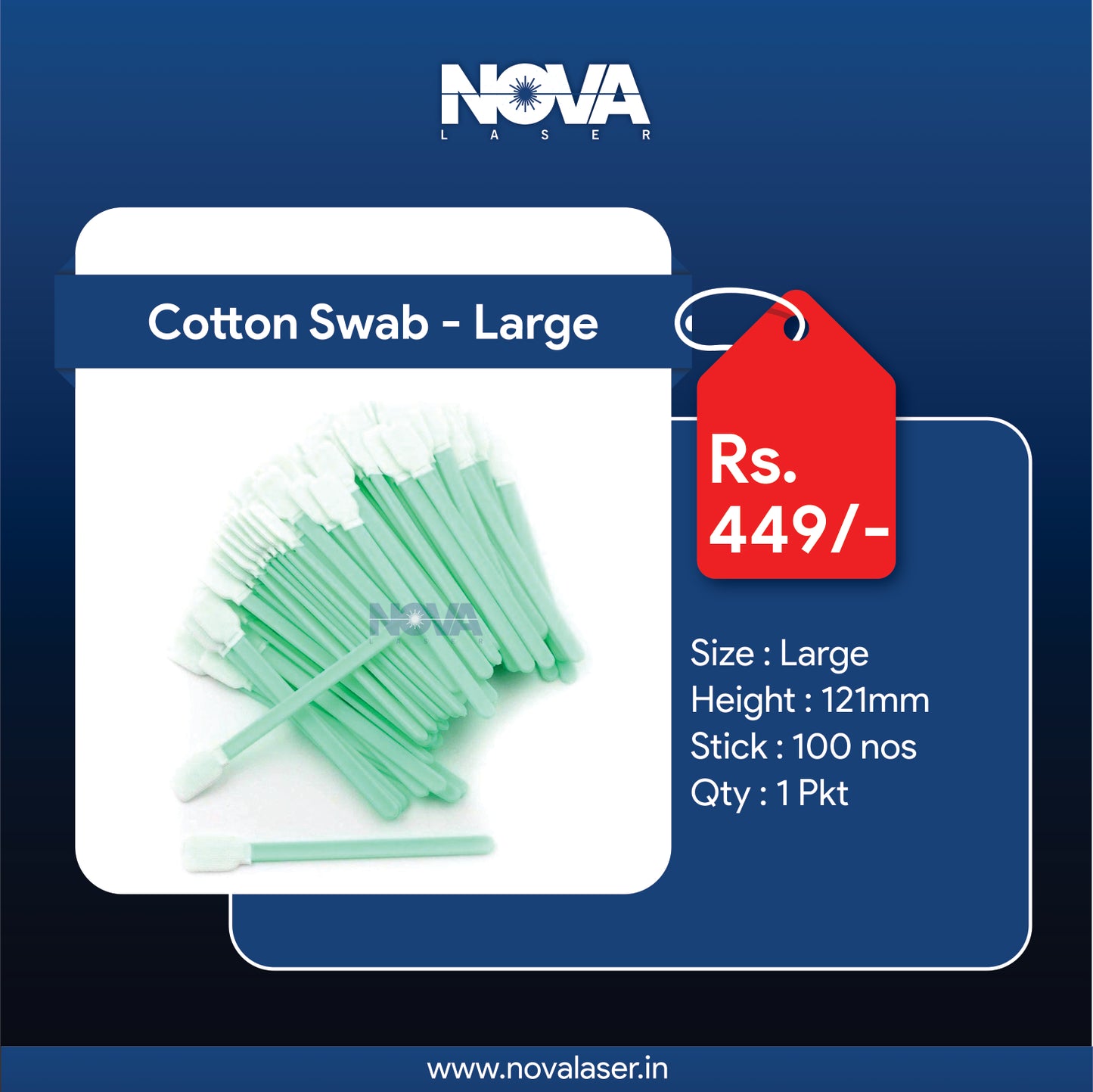 Cotton Swab - Large | L : 121mm - Nova Laser