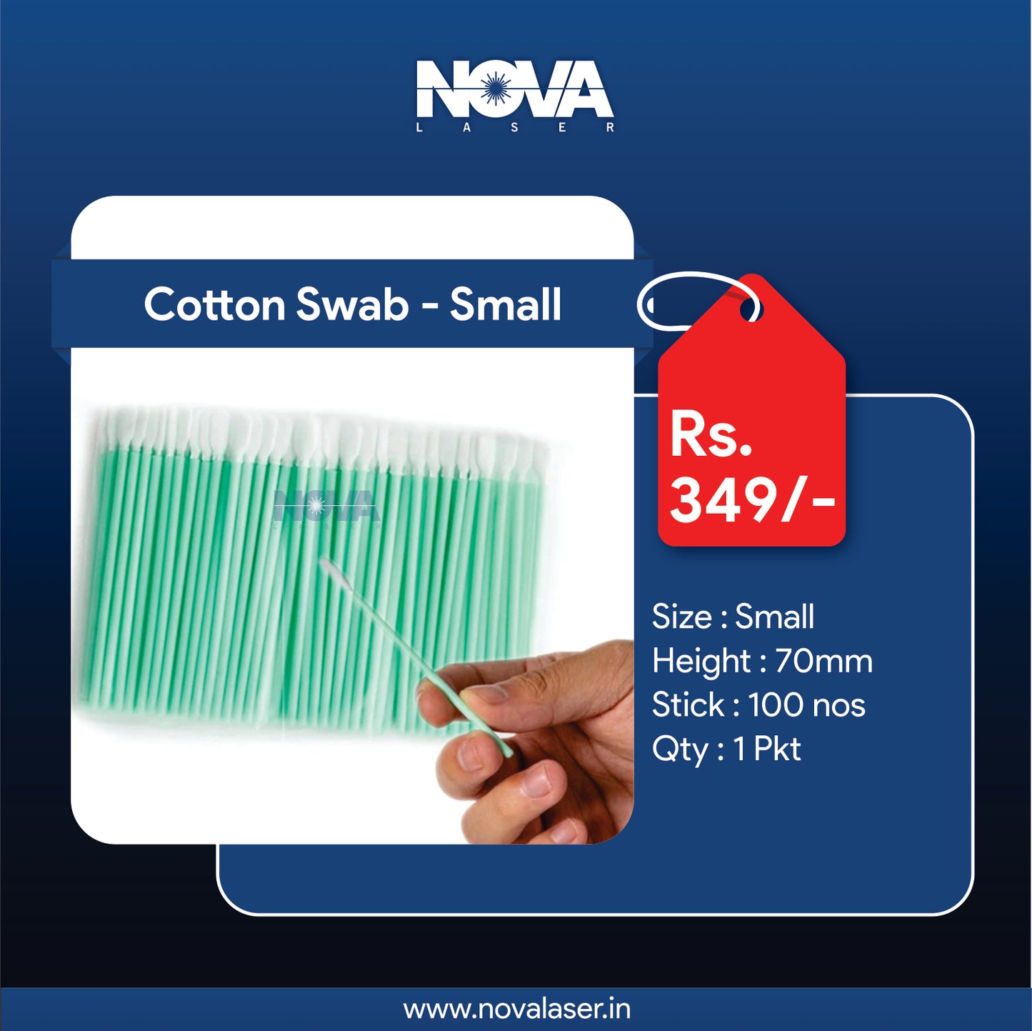 Cotton Swab - Small | L : 70 mm - Nova Laser