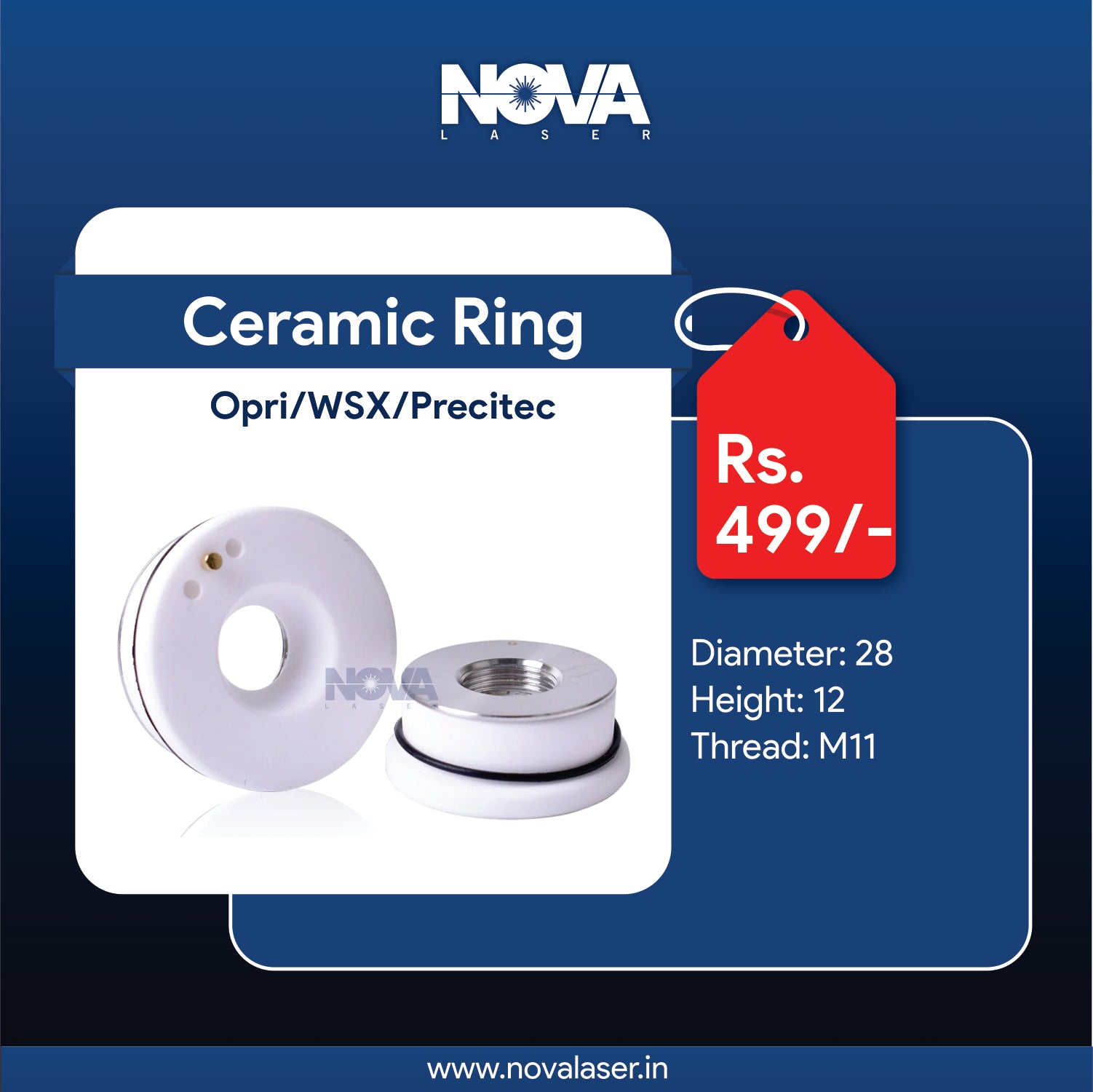 Ceramic Ring for Opri/WSX/Precitec | Dia:28 - Nova Laser