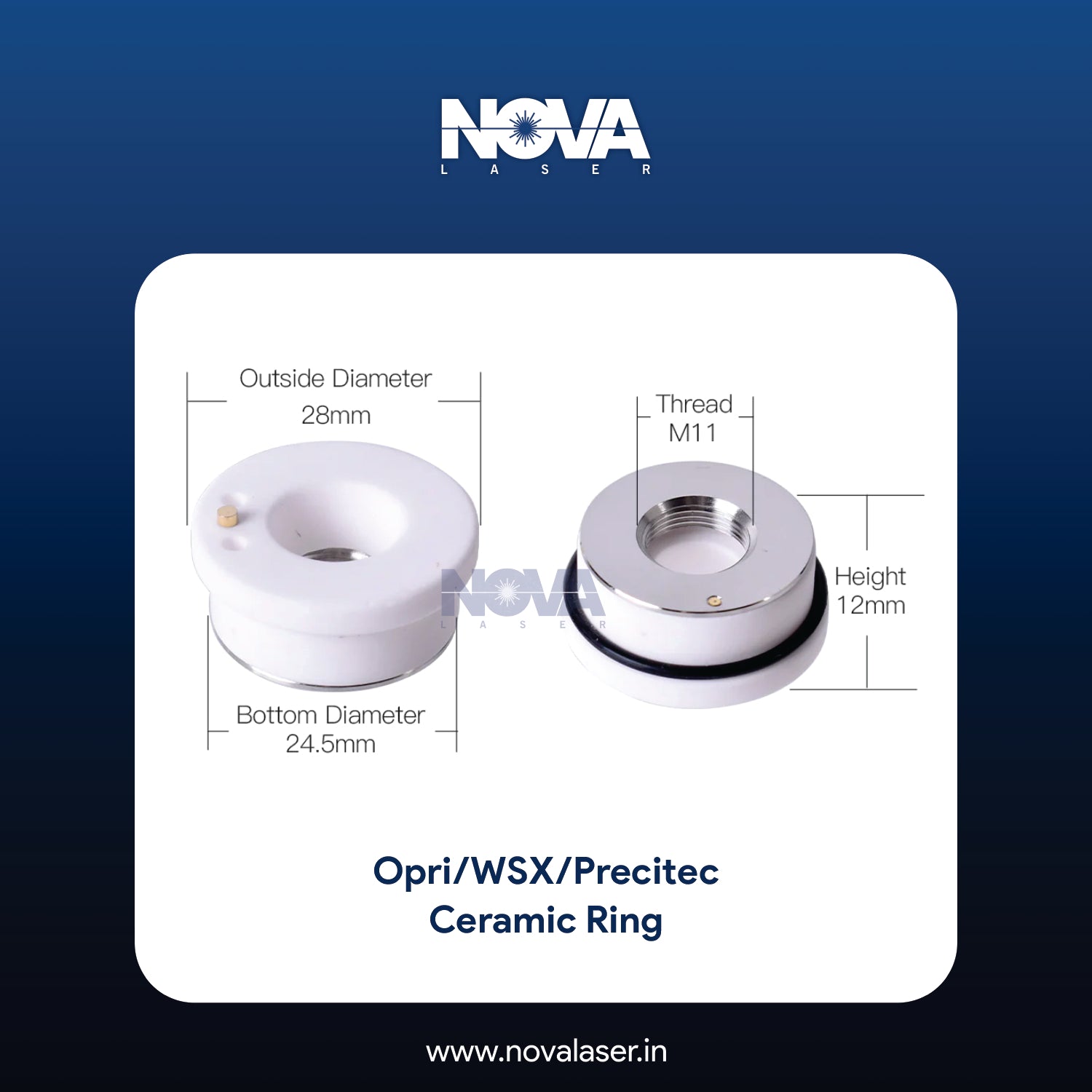 Ceramic Ring for Opri/WSX/Precitec | Dia:28 - Nova Laser