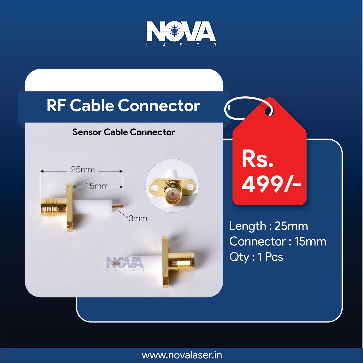 RF Cable or Sensor Cable Connector (Copper) - Nova Laser