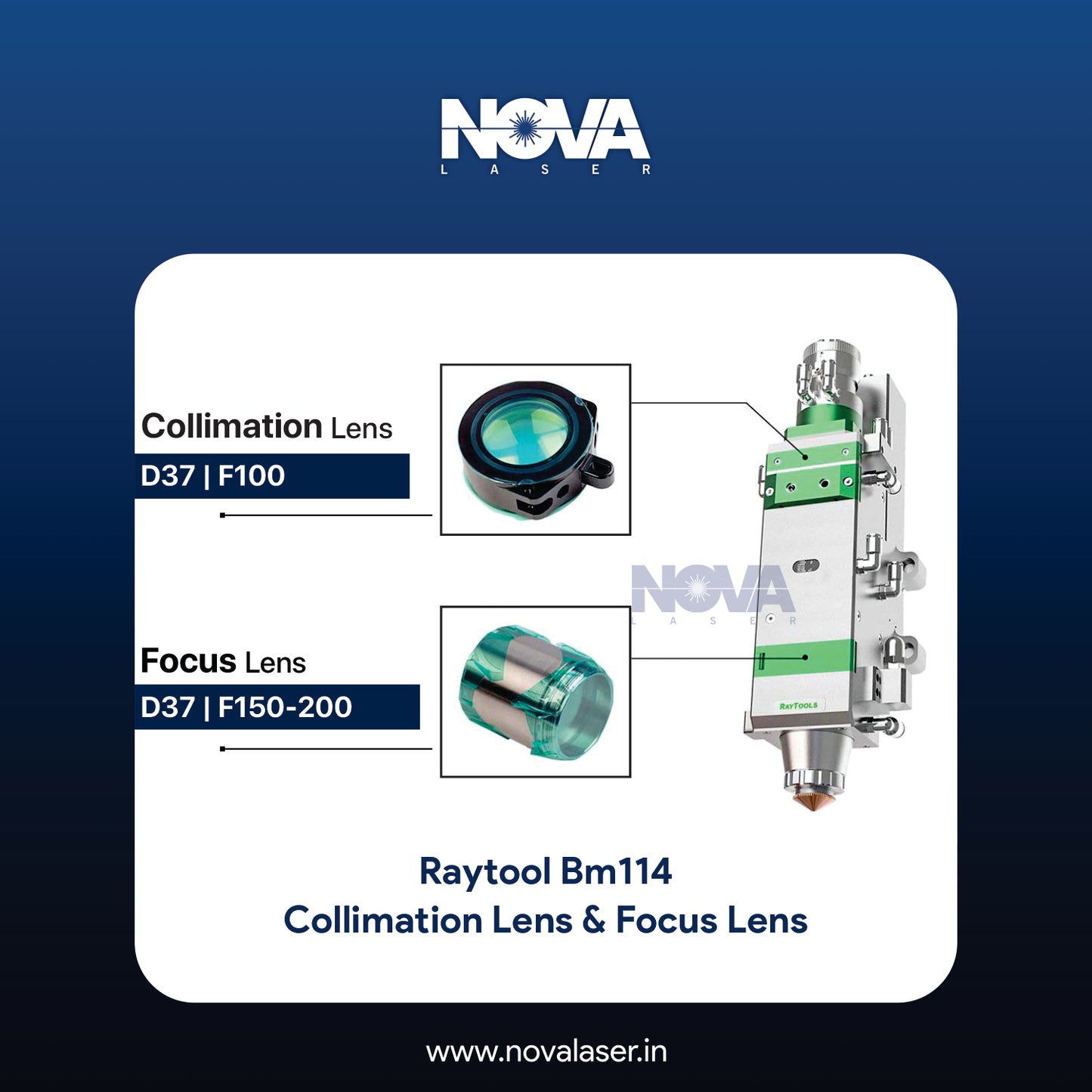 Raytool BM114 - Focusing & Collimating Lens with Assembly - Nova Laser