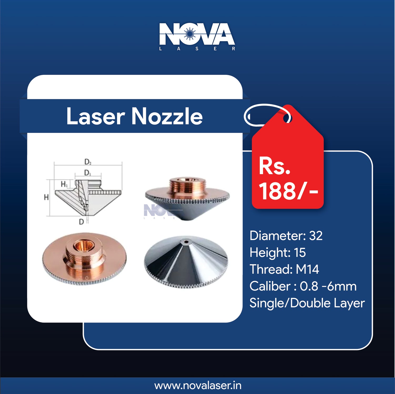 Raytool Cutting Nozzle I Dia - 32 - Nova Laser